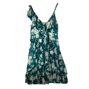 NEW Torrid Teal Shadow Floral Mesh Asymmetrical Ruffle Skater Midi Dress 2X